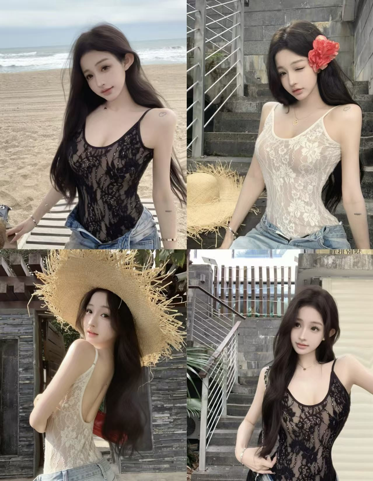 法式珍珠吊带背心修身显瘦气质抹胸打底上衣