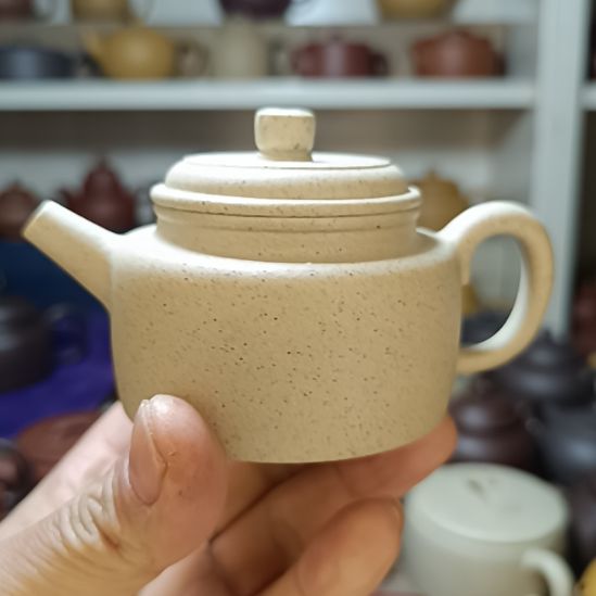 紫砂茶壶16号原矿白玉段德钟内推160cc半手工