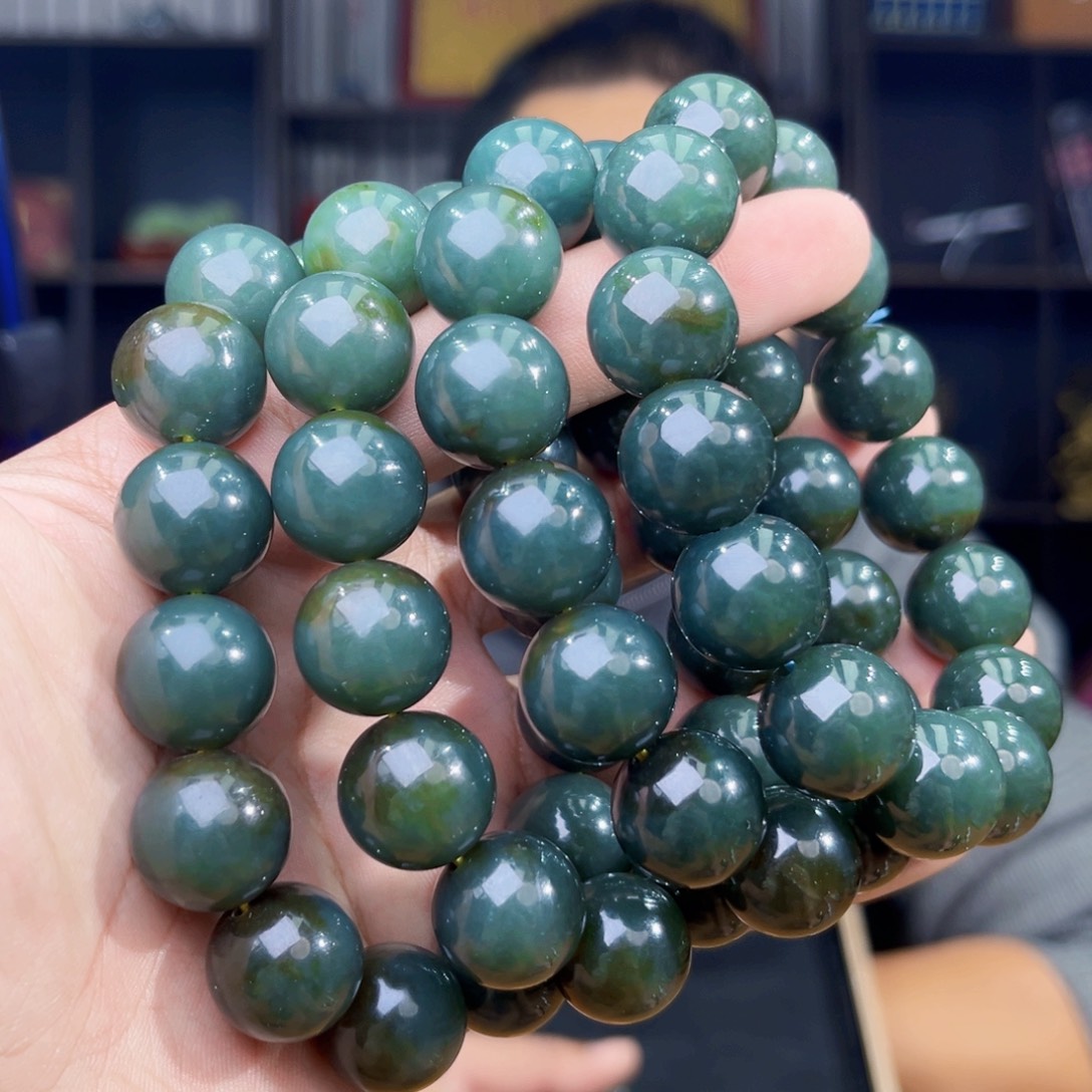 和田玉未镶嵌手串天然和田玉新疆且末瓷蓝卡16多样性发其一微瑕