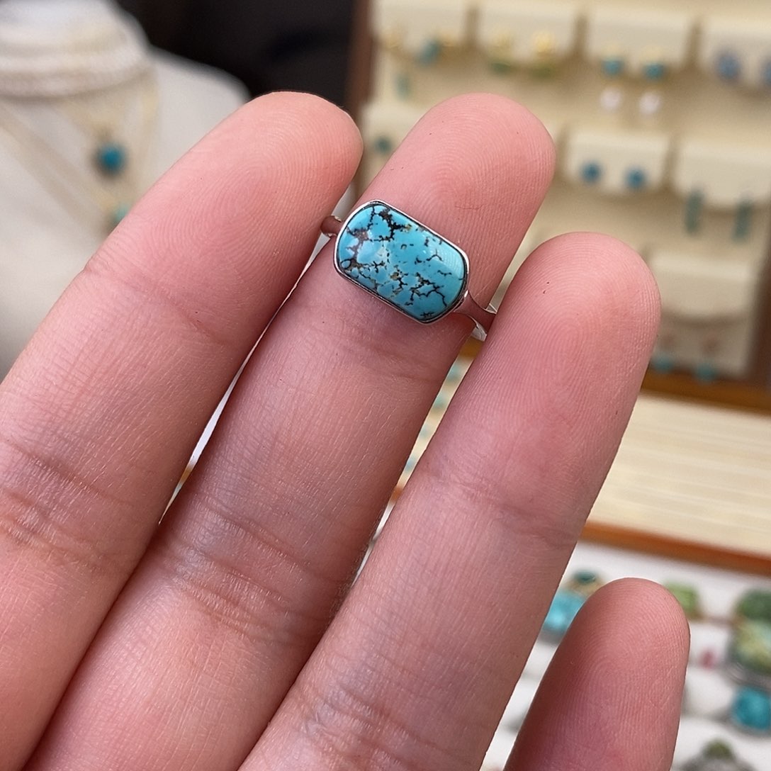 绿松石戒指银S925镶嵌