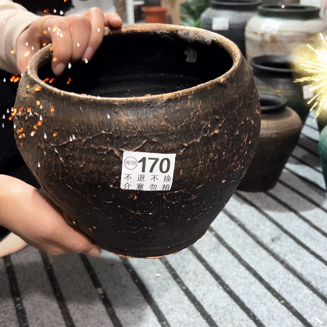 红陶瑕疵大口金色170