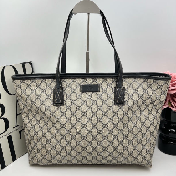 95新 GUCCI/古驰 8695/蓝色老花单肩托特包
