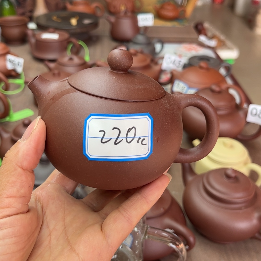 紫砂茶壶底槽清半手220cc