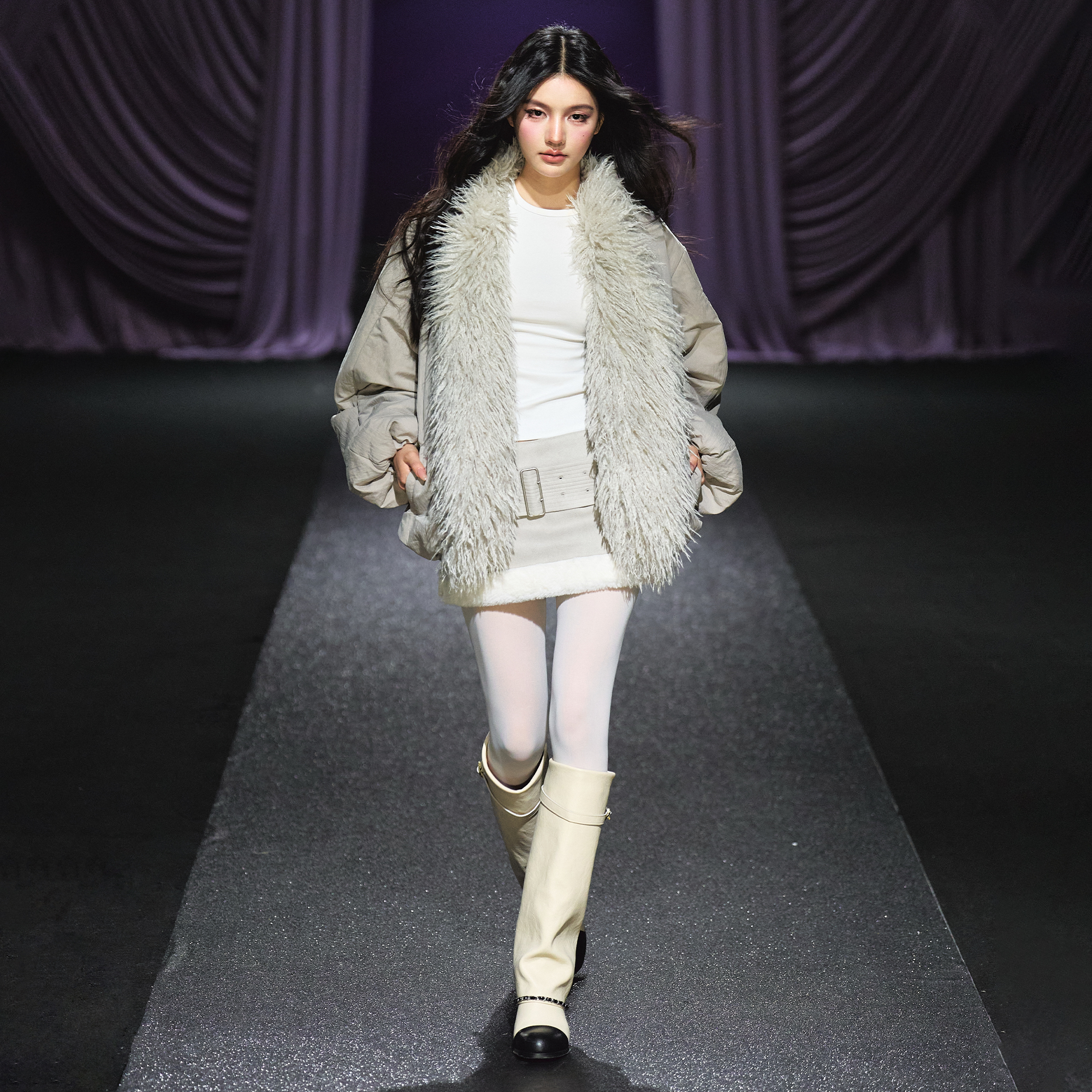 AGAM STUDIO 加厚保暖毛领棉衣冬季新款高级感廓形宽松棉服外套