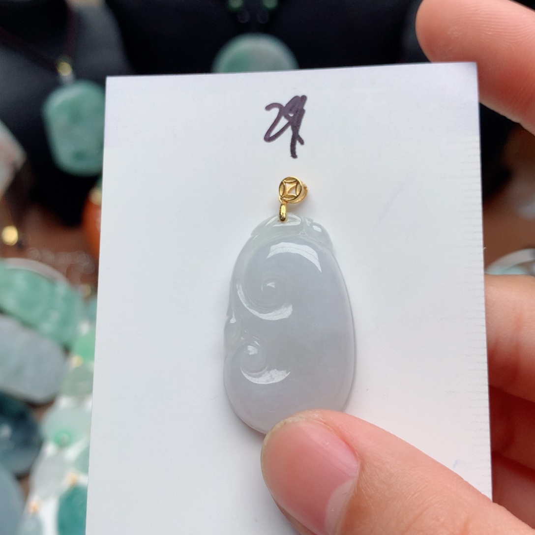 翡翠银S925镀金镶嵌颈饰吊坠