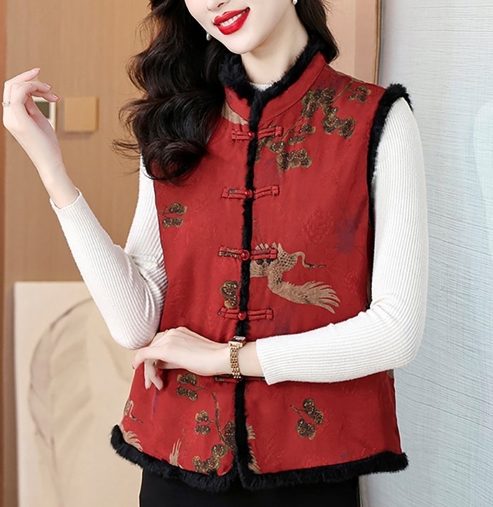 （贵妇坊）新中式秋冬季款加棉加厚气质百搭马甲