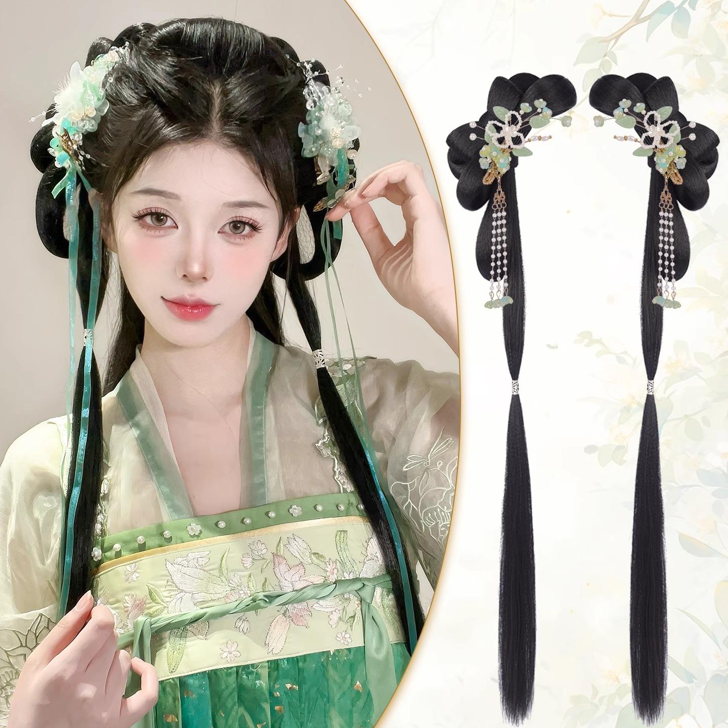 古风汉服假发全套头饰古装一体式假发髻盘发发型日常小唐风垫发包