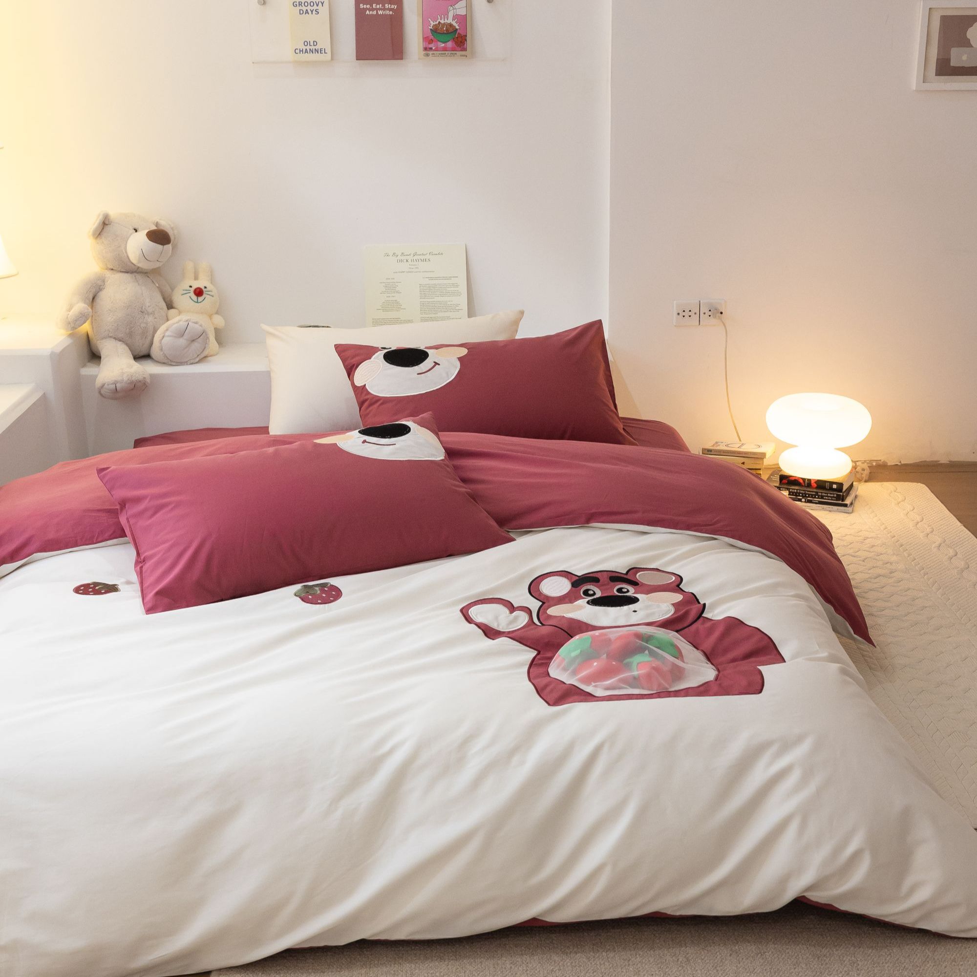 春季秋季床品套件重工刺绣四件套床单被罩简约可爱