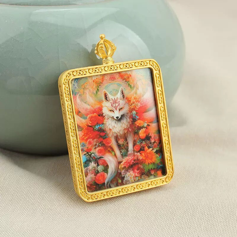 铜合金项链 原创设计唐卡合金女坠链古法职场休闲风大气阔气