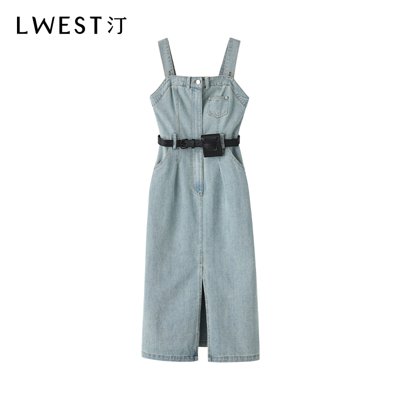 【粉丝专享】朗文斯汀水洗吊带牛仔连衣裙DZML4103D12229