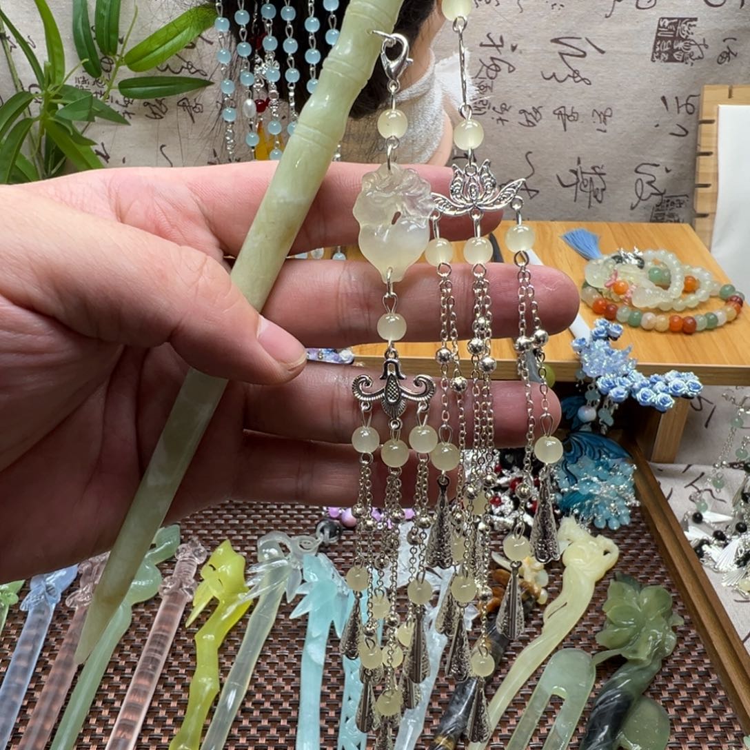 蛇纹石玉合金发饰