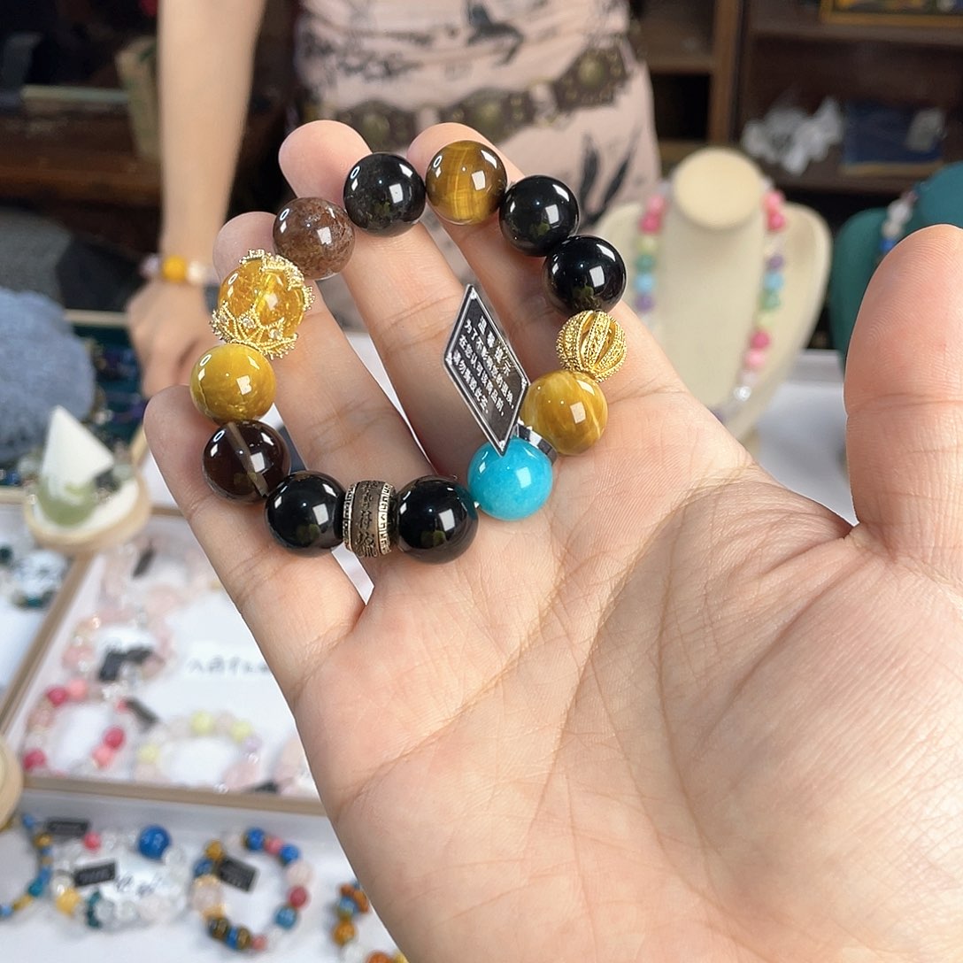 水晶手链银S925镀金镶嵌