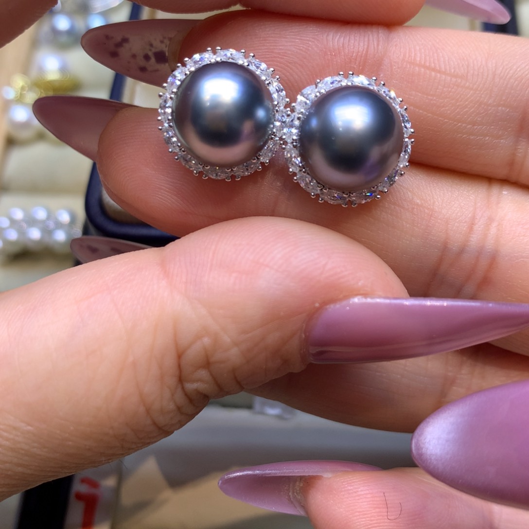 银S925镶嵌耳饰海水珍珠