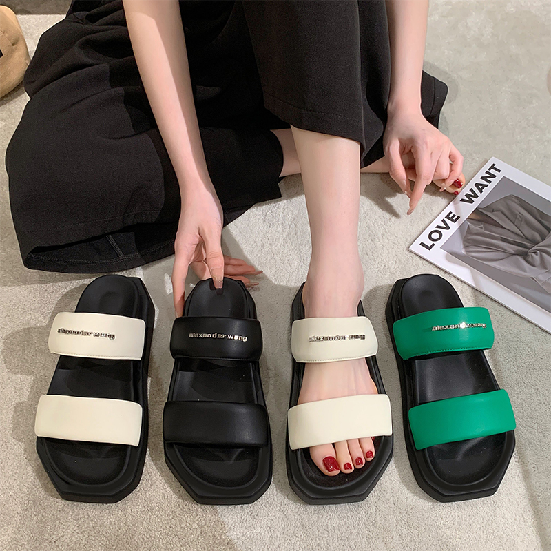 简约方头超软时尚凉鞋拖鞋A3118