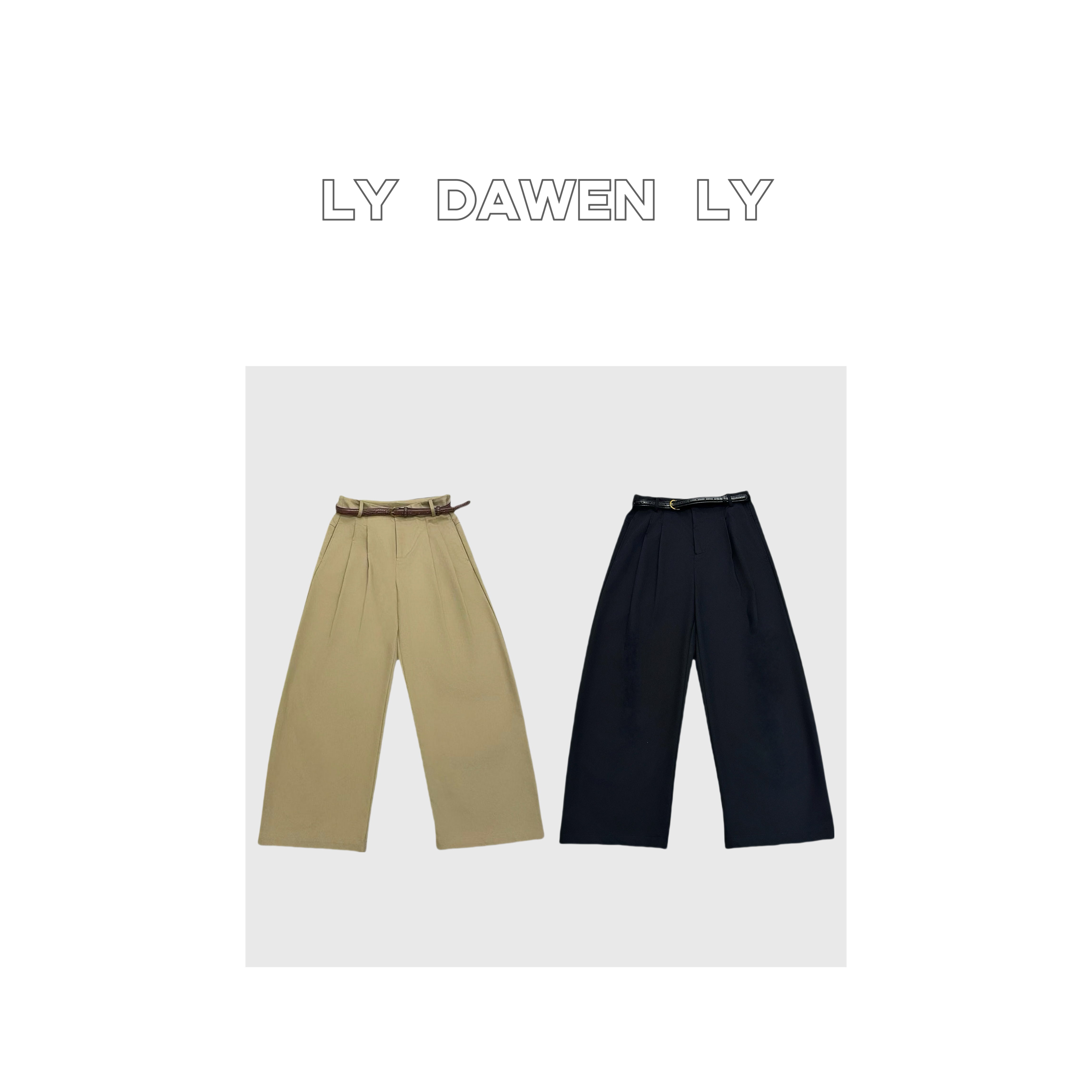 DAWEN  | 必入 高级感显瘦纯色阔腿小弯刀休闲裤 （带腰带）N39#