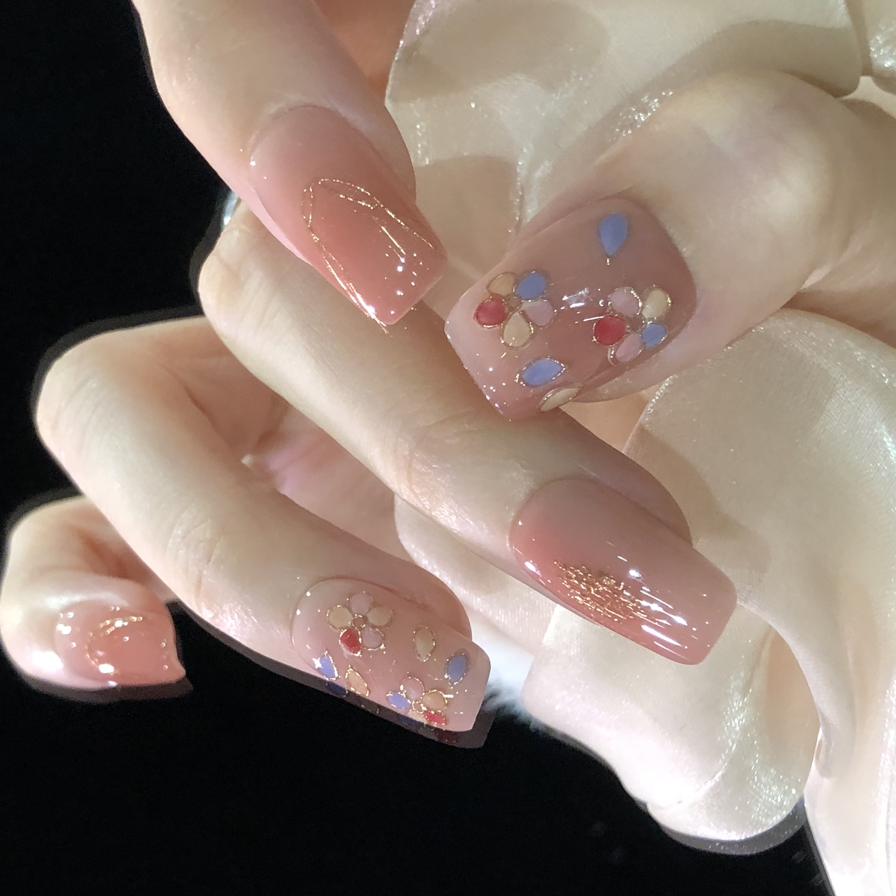 喵公子【繁花2.0设计师款】纯手工穿戴甲可拆卸美甲光疗甲