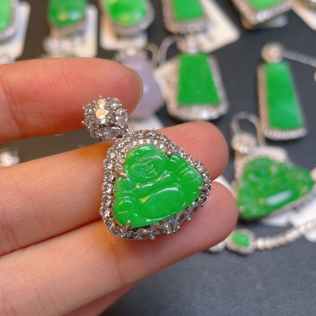 翡翠银S925镶嵌颈饰张*一