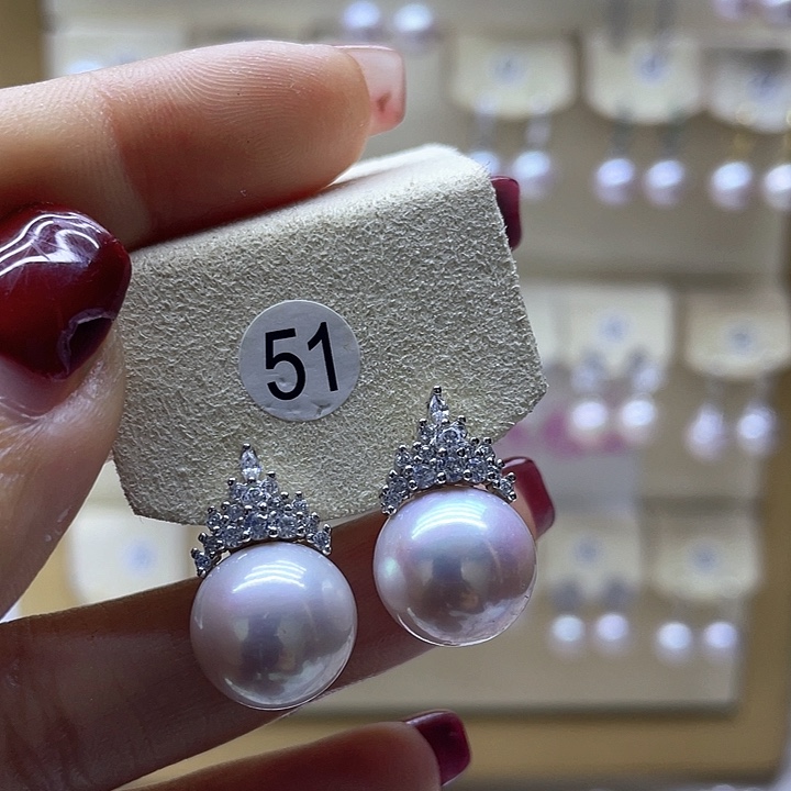 淡水珍珠耳饰银S925镶嵌