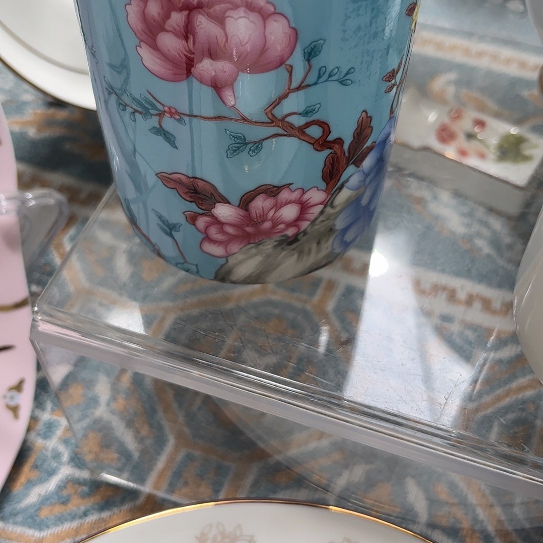 瓷片蓝色马克杯二个哇塞