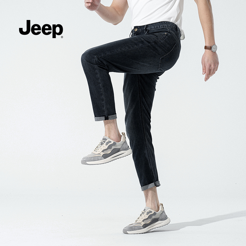 （Jeep）吉普牛仔裤男修身高端舒适春秋季韩版裤子男士微弹小脚裤