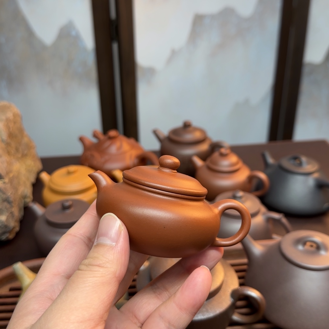 天***淡紫砂茶壶生砂朱泥小仿古