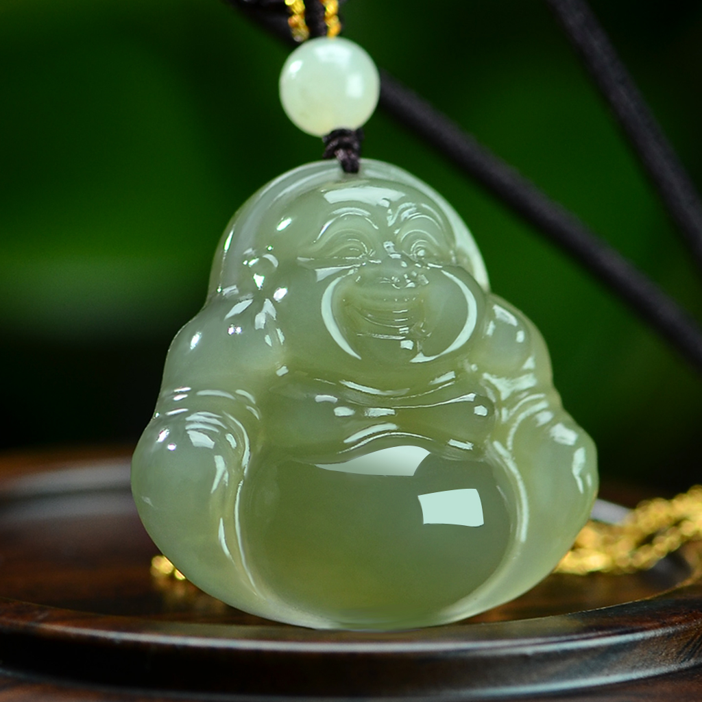 正宗和田玉佛弥勒佛公30mm吊坠女款大肚佛玉坠子真品上等品质珠宝