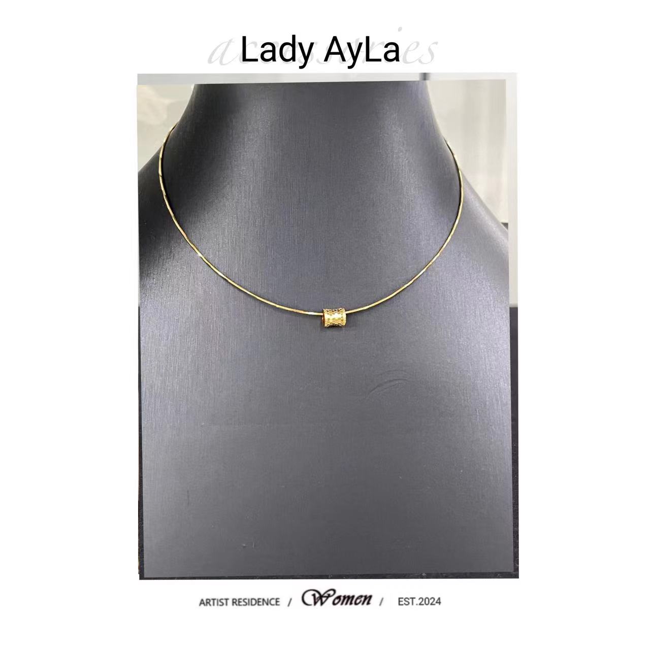 坠链均925银合成锆石 气质时尚百搭简约金色坠链铜环AL714