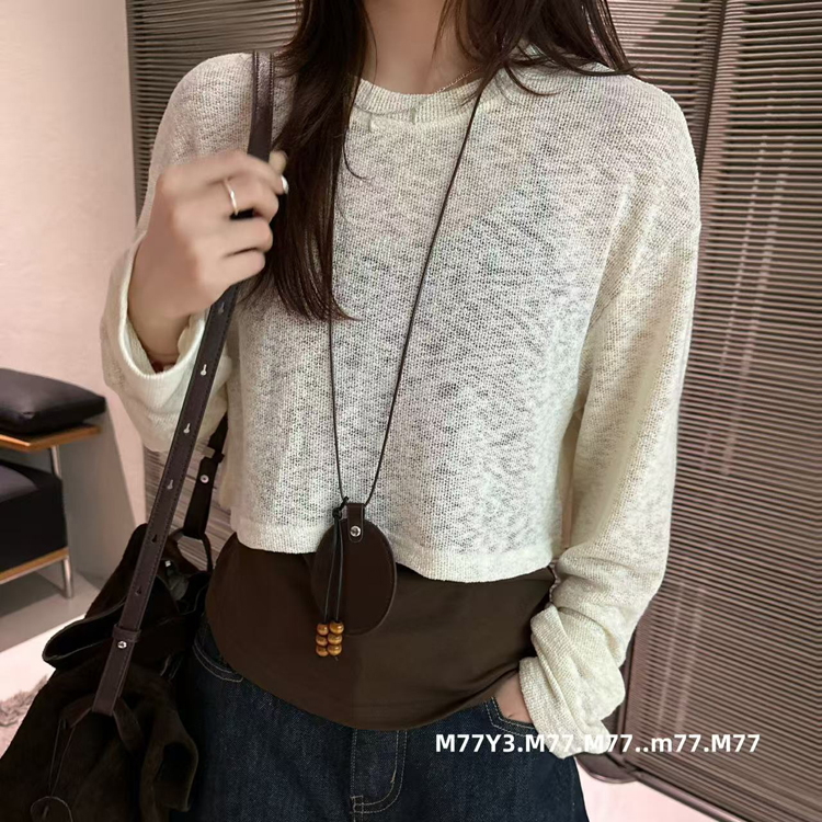 M77Y3正品88566罩衫吊带二件套T恤女2025秋百搭时尚针织背心套装