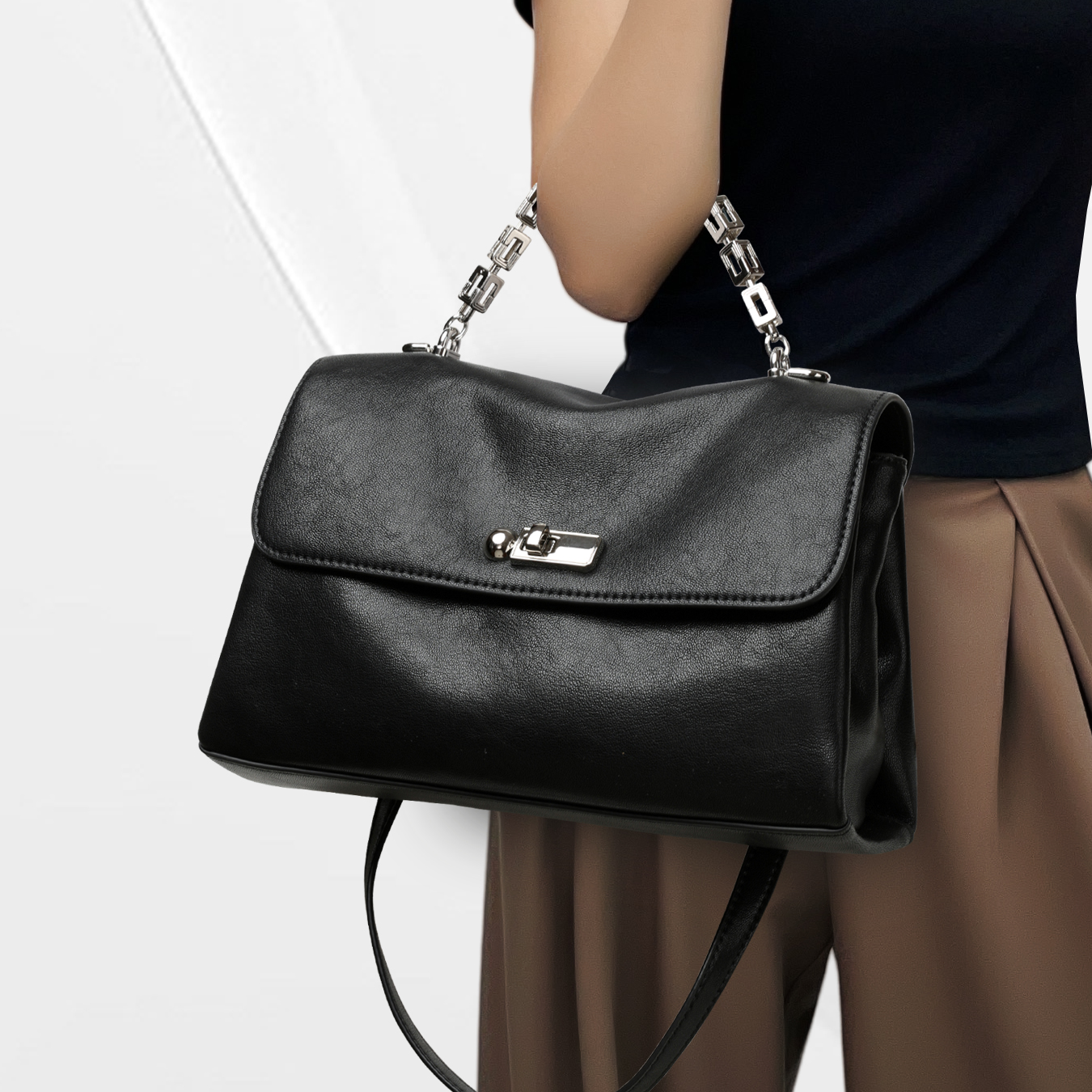 CCAMO包包女斜挎小包百搭真皮牛皮包包女款小众轻奢包手提单肩包