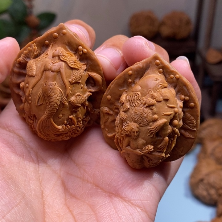 【闪购商品】核桃手串/手链明*美人鱼雕刻