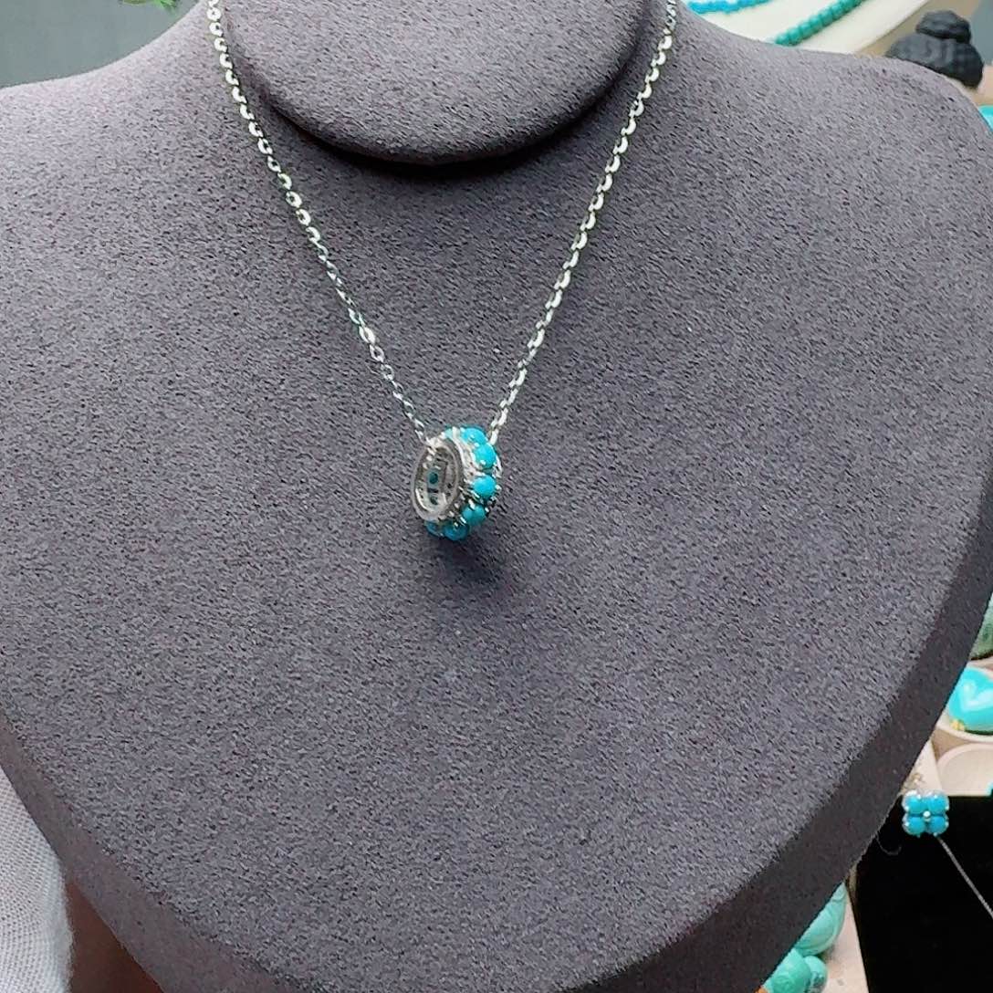 绿松石银S925镶嵌颈饰