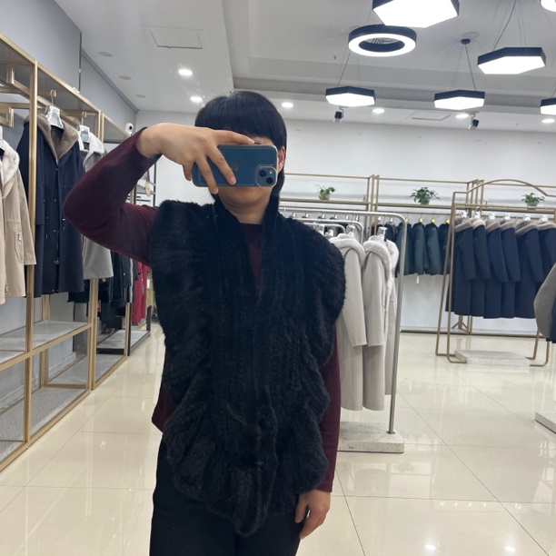时尚百搭水貂编织荷叶边披肩围巾