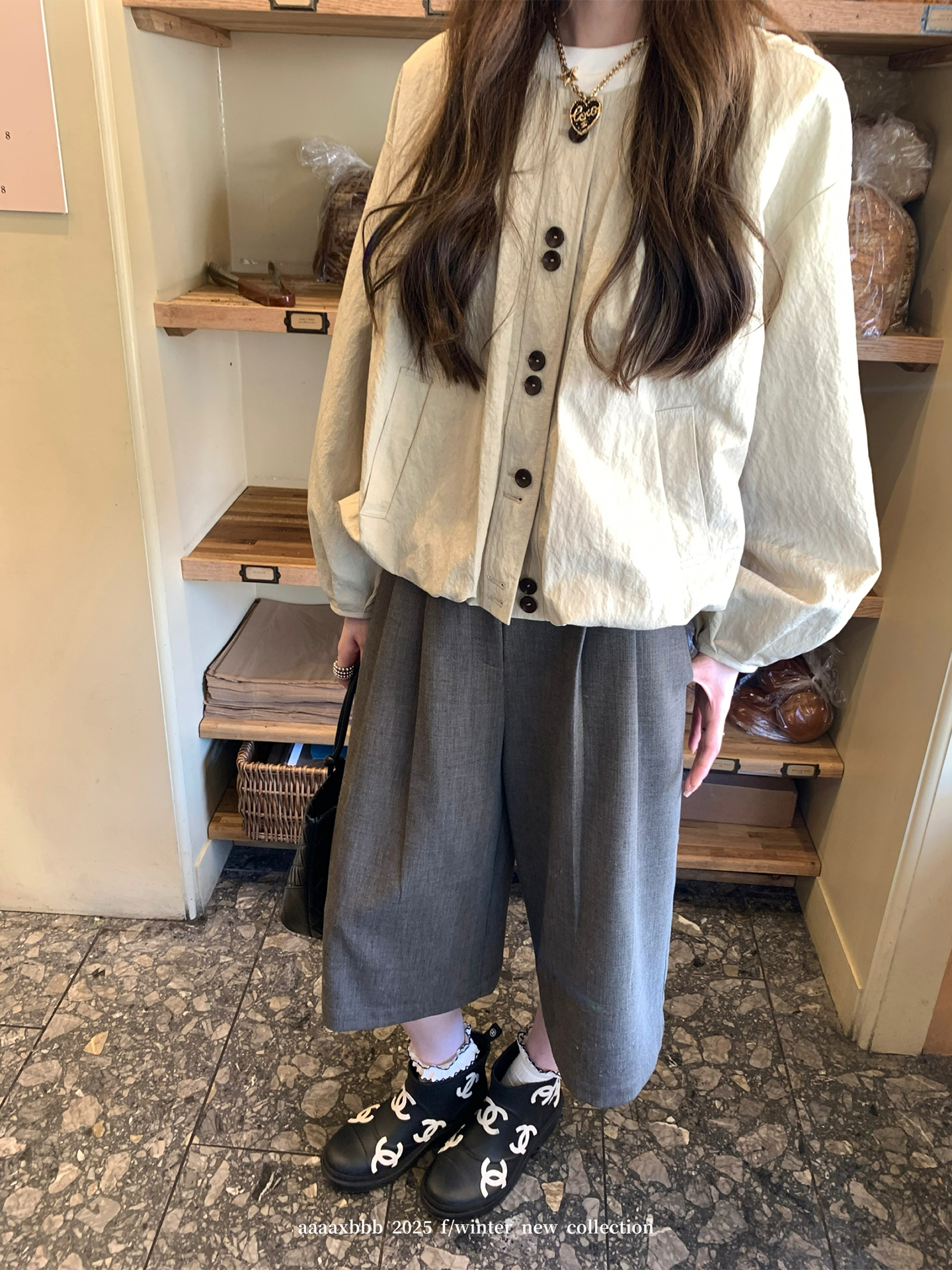 aaaaxbbb 大不列颠迷雾 深灰色羊毛西装裤宽松百搭休闲裤女秋新款