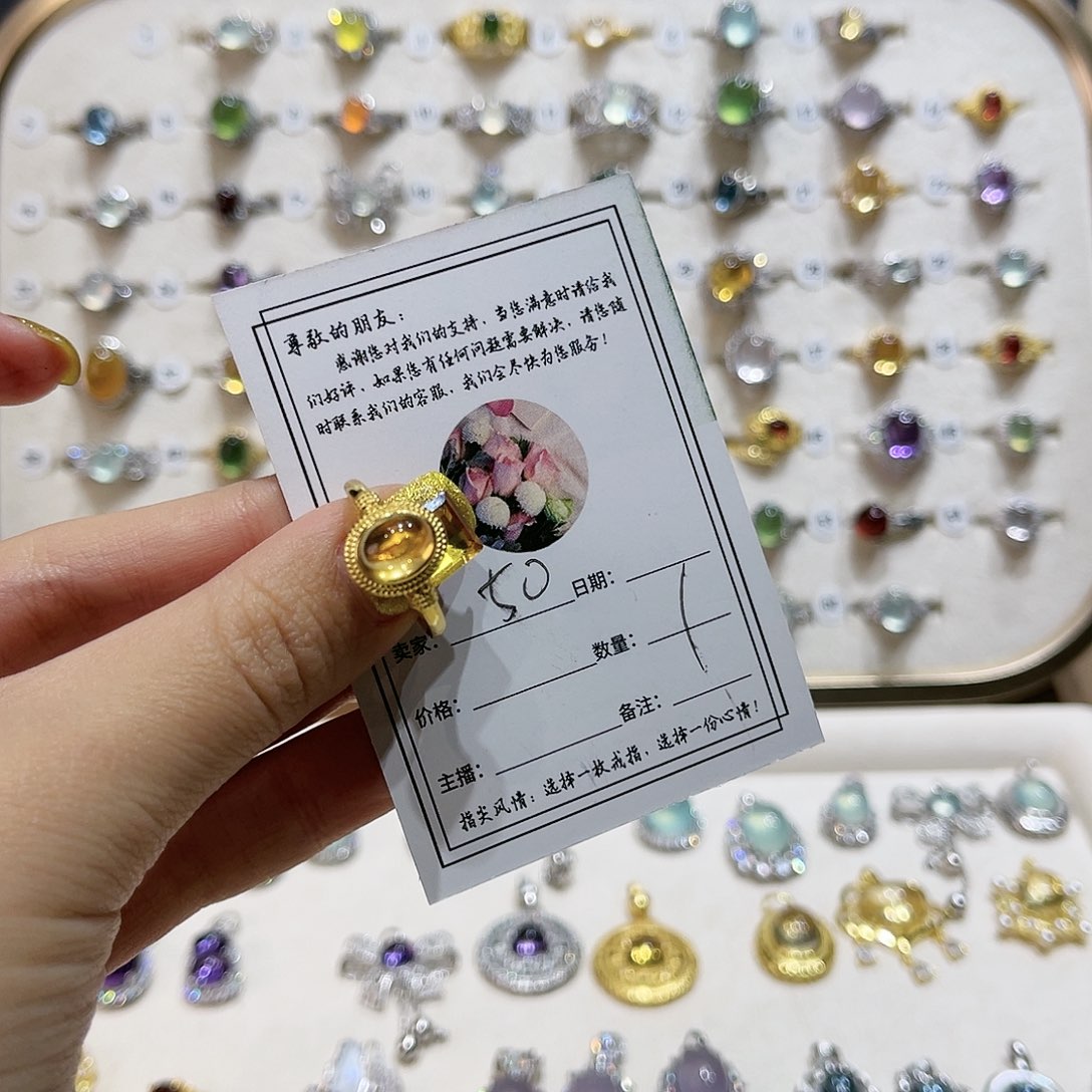 蛇纹石玉戒指银S925镶嵌戒指