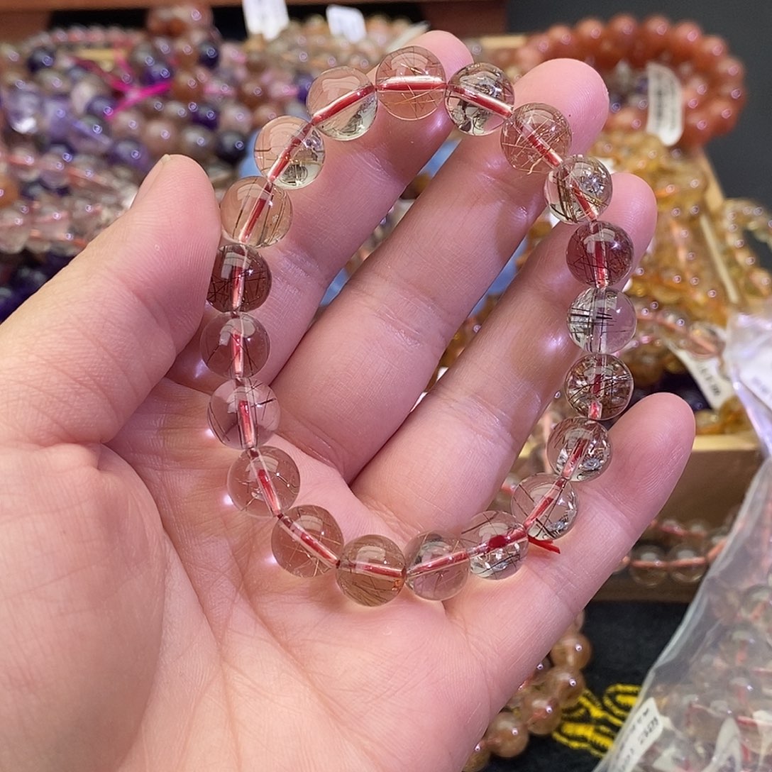 水晶手链未镶嵌红发晶9.6