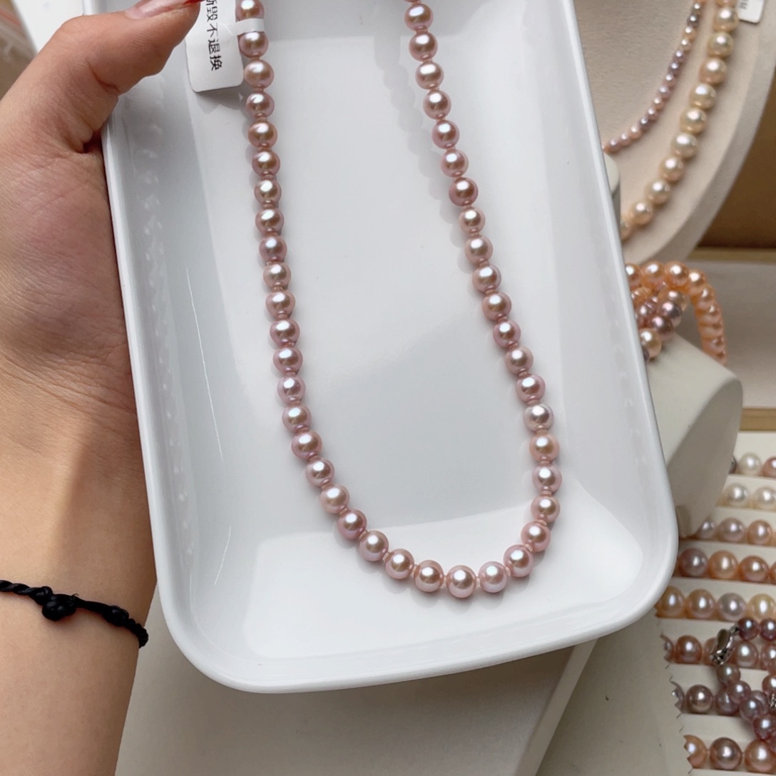 淡水珍珠项链银S925镶嵌虫*?7-8