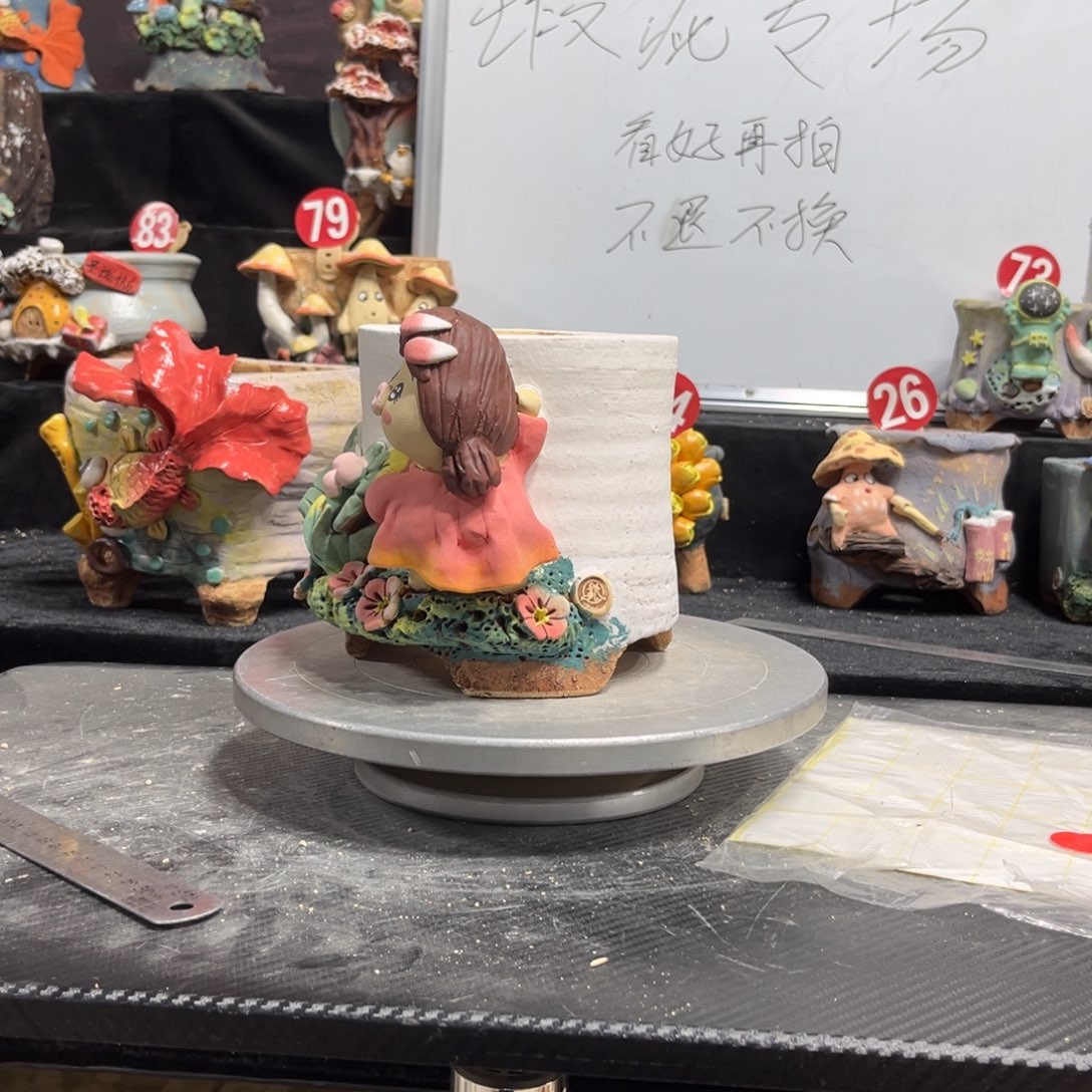 红陶小*白狐花器多肉花盆