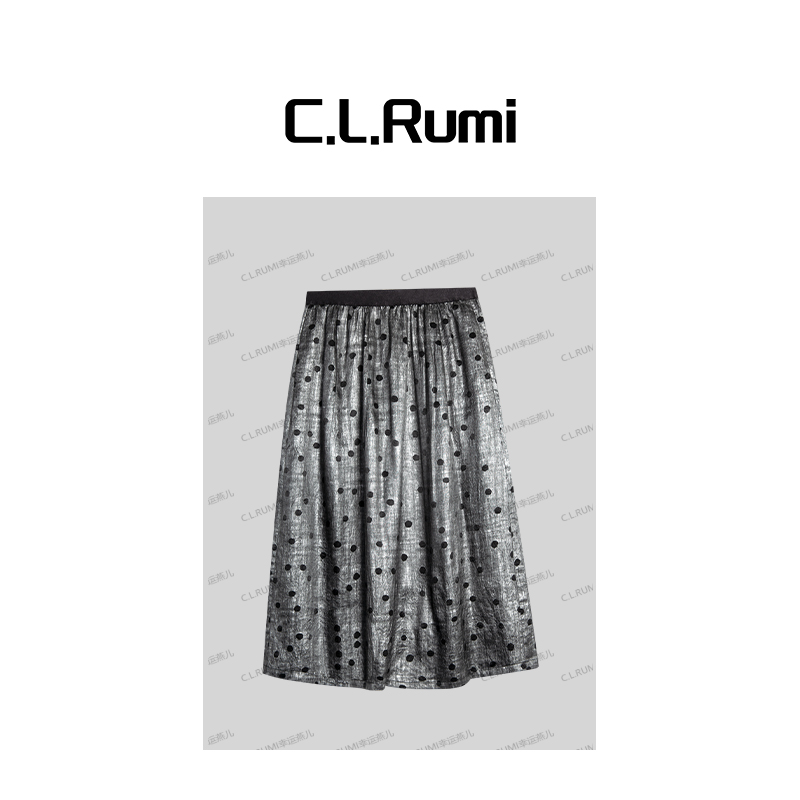 【Rumi时装】“M*U系波点”25夏季轻薄醋酸显瘦宽松松紧腰半裙6962bq