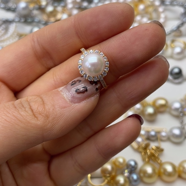 海水珍珠戒指银S925镶嵌