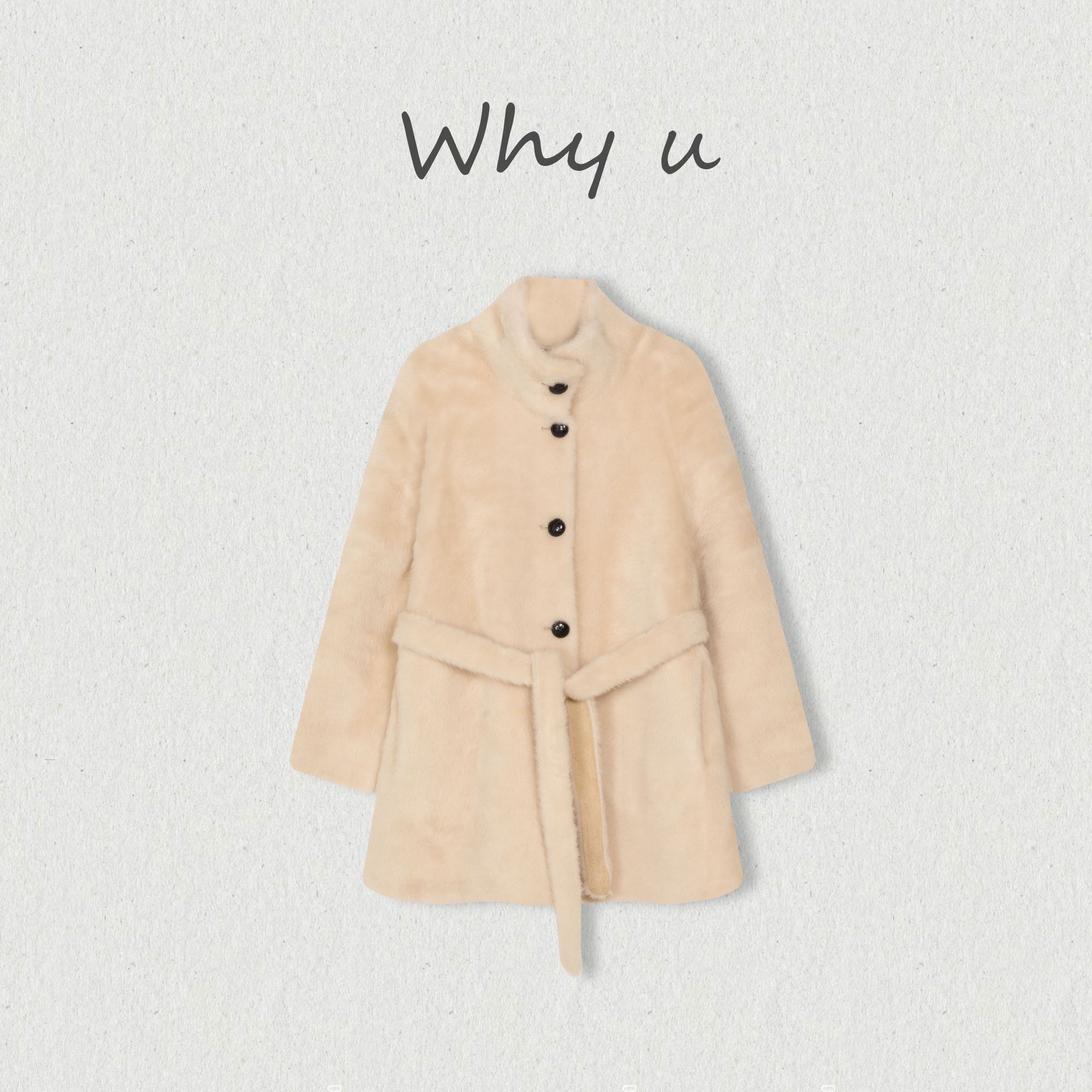 WHY U-25AW100%绵羊毛单排扣立领收腰毛绒外套【格温】
