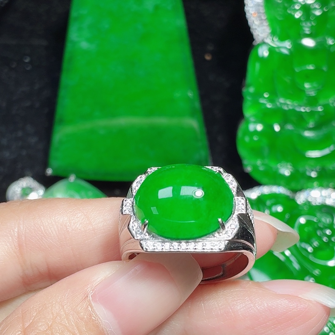 翡翠银S925镶嵌戒指