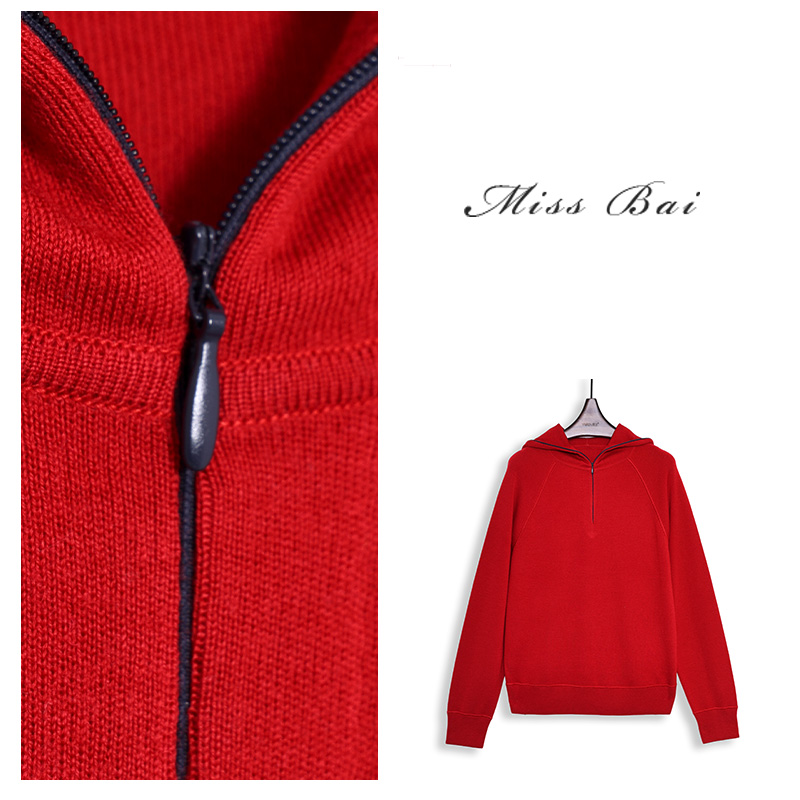 YIWEN-【深度关系】扬子纱精纺羊毛高级感套头连帽羊毛衫MY0165