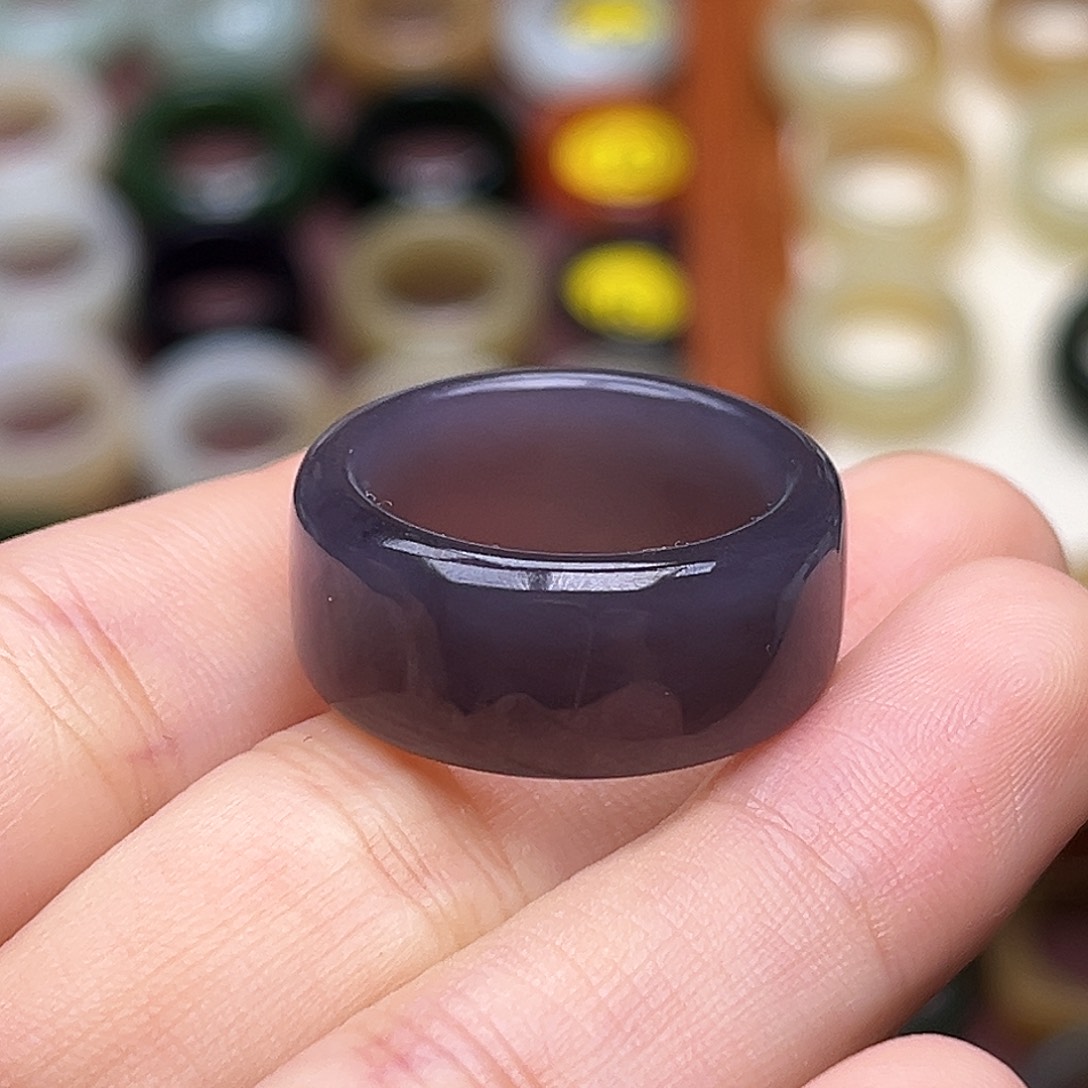 和田玉未镶嵌戒指17.9浓郁葡萄紫