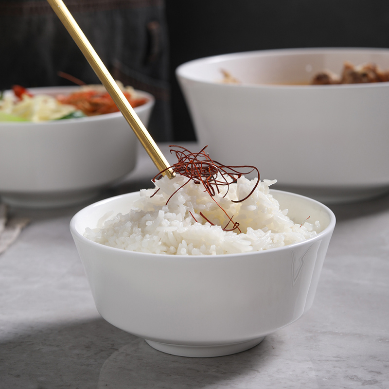 树信雪汀饭碗简约轻奢碗盘北欧风纯白简约高级中大号骨瓷汤碗