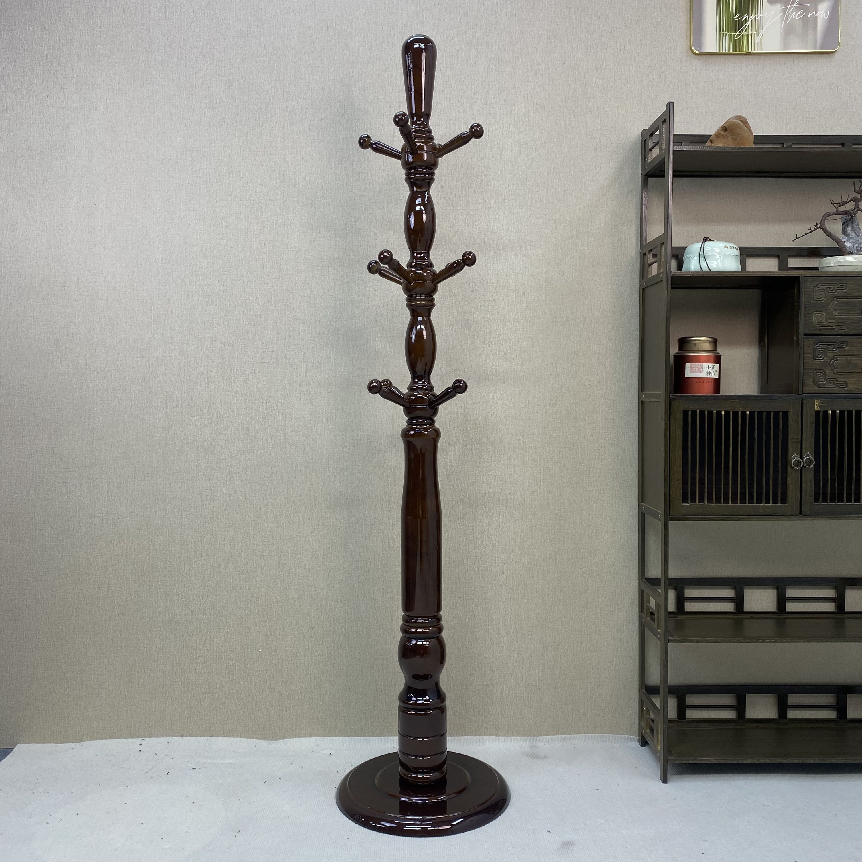 家用简约布置立式白蜡木全实木架子挂衣架落地卧室衣帽架落地式