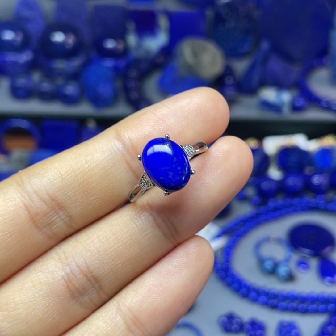 青金石银S925镶嵌戒指（可调节）