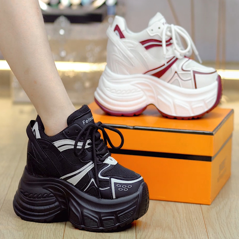  10cm小个子透气厚底老爹鞋女2025秋百搭增高休闲运动鞋