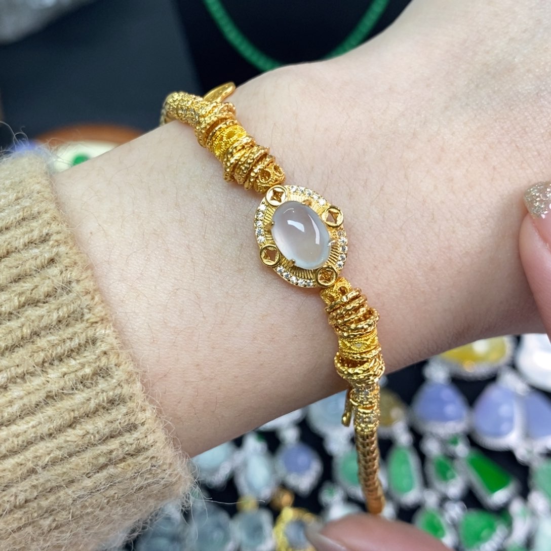 翡翠银S925镶嵌颈饰A货翡翠