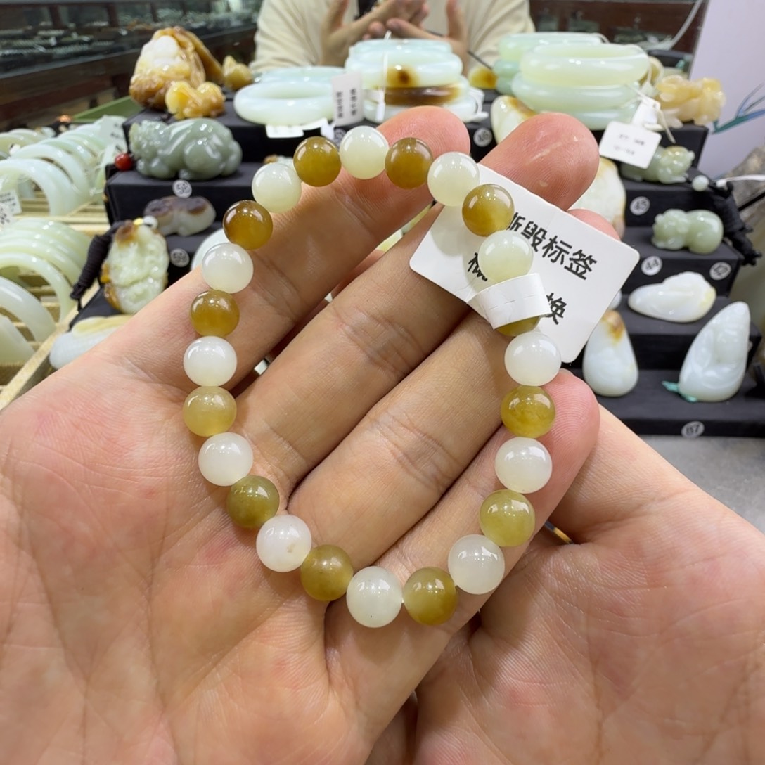 和田玉未镶嵌手串新疆和田玉手串卡8