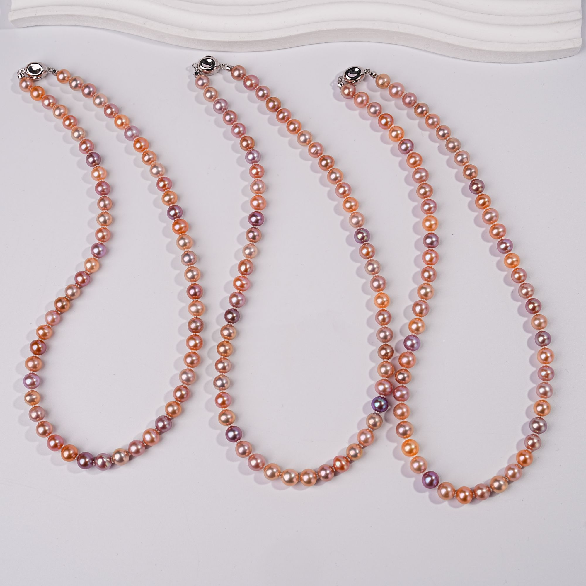 莫兰迪淡水无核糖果满串项链6.3-7.3mm-多样性发一